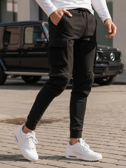 ČERNÉ CARGO KALHOTY (Velikost M)