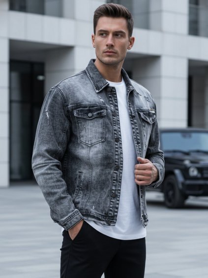 ČERNÁ PÁNSKÁ DŽÍNOVÁ BUNDA (Velikost S)