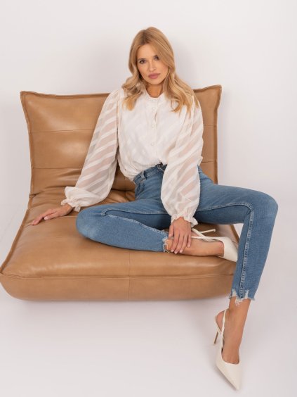 SVĚTLE BÉŽOVÁ ELEGANTNÍ KOŠILE S PRŮHLEDNÝMI RUKÁVY