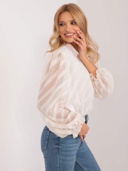 SVĚTLE BÉŽOVÁ ELEGANTNÍ KOŠILE S PRŮHLEDNÝMI RUKÁVY