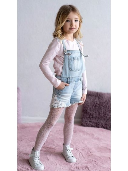 BÍLÉ PUNČOCHY SE VZOREM KNITTEX DR 1822 OLIMPIA AŻUR WZÓR 0-5 LAT (Velikost 92/98, Barva bílá)