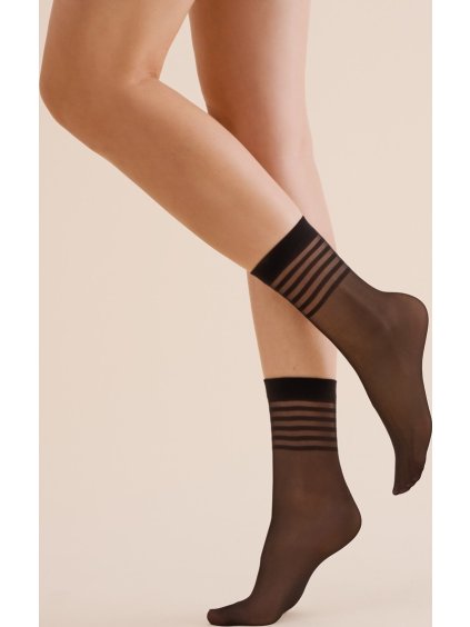 SILONKOVÉ PONOŽKY S PRUHEM GABRIELLA 1197 YOKO 20 DEN (Velikost ONE SIZE, Barva černá)