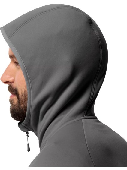 TMAVĚ ŠEDÁ FLEECOVÁ MIKINA JACK WOLFSKIN BAISELBERG HOODED FZ M