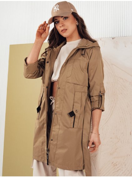 TMAVĚ BÉŽOVÁ STYLOVÁ PARKA S PÁSKEM NOLES