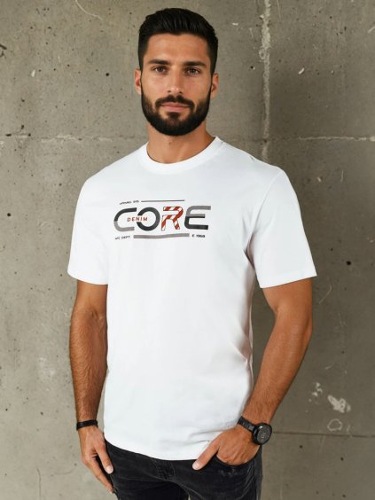BÍLÉ PÁNSKÉ TRIČKO S POTISKEM CORE (Velikost M)