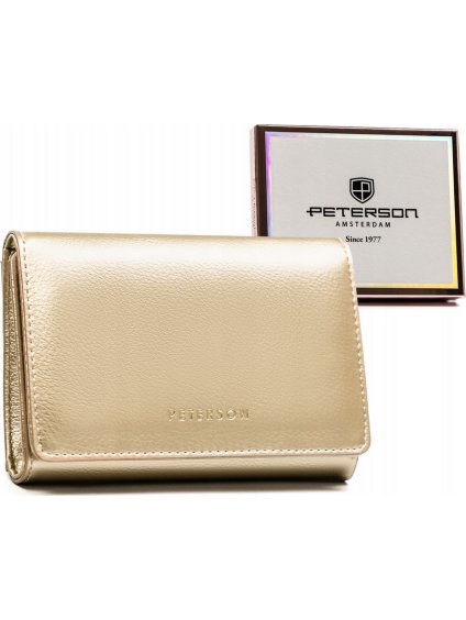 PETERSON ZLATÁ STŘEDNÍ PENĚŽENKA S KLOPOU Y670 (Velikost ONE SIZE)