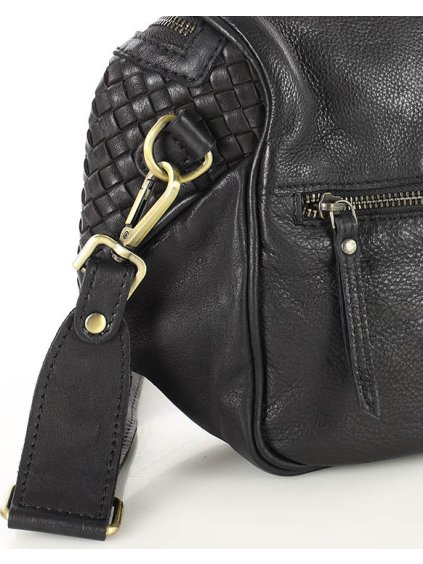 MARCO MAZZINI KOŽENÁ PLETENÁ CROSSBODY - ČERNÁ