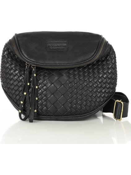 MARCO MAZZINI KOŽENÁ PLETENÁ CROSSBODY - ČERNÁ