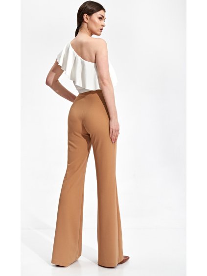 (VEL. S) BÉŽOVÉ ELEGANTNÍ ZVONOVÉ KALHOTY
