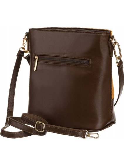DAVID JONES  HNĚDO-ŽLUTÁ CROSSBODY KABELKA S MANŠESTREM