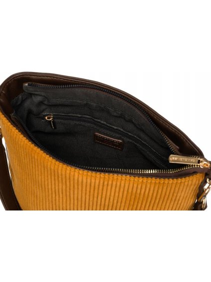 DAVID JONES  HNĚDO-ŽLUTÁ CROSSBODY KABELKA S MANŠESTREM