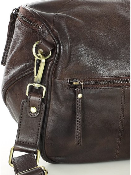 MARCO MAZZINI TMAVĚ HNĚDÁ CROSSBODY KABELKA S ŠIROKÝM POPRUHEM