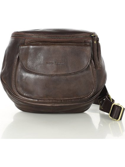 MARCO MAZZINI TMAVĚ HNĚDÁ CROSSBODY KABELKA S ŠIROKÝM POPRUHEM