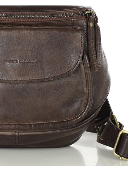 MARCO MAZZINI TMAVĚ HNĚDÁ CROSSBODY KABELKA S ŠIROKÝM POPRUHEM