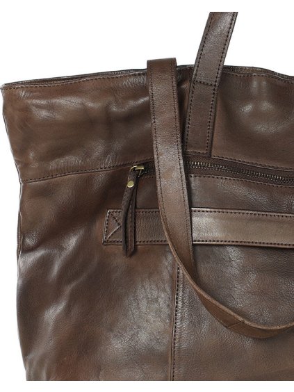 MARCO MAZZINI TMAVĚ HNĚDÁ SHOPPER KOŽENÁ KABELKA