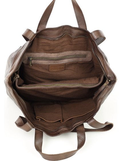 MARCO MAZZINI TMAVĚ HNĚDÁ SHOPPER KOŽENÁ KABELKA