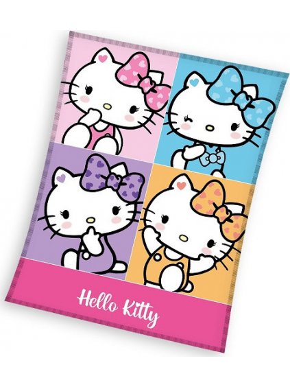 BAREVNÁ FLEECOVÁ DEKA PRO HOLČIČKU HELLO KITTY