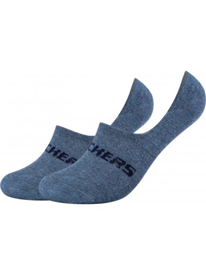 TMAVĚ MODRÉ NÍZKÉ PONOŽKY - 2 PÁRY SKECHERS 2PPK MESH VENTILATION FOOTIES SOCKS