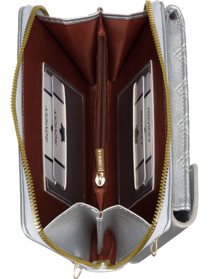 4U CAVALDI STŘÍBRNÁ PROŠÍVANÁ CROSSBODY PENĚŽENKA M677
