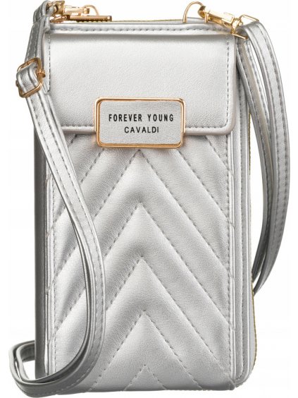 4U CAVALDI STŘÍBRNÁ PROŠÍVANÁ CROSSBODY PENĚŽENKA M677