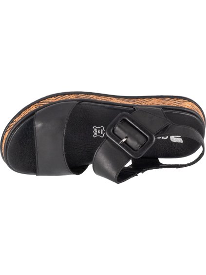 ČERNÉ DÁMSKÉ KOŽENÉ SANDÁLY NA PLATFORMĚ RIEKER SANDALS