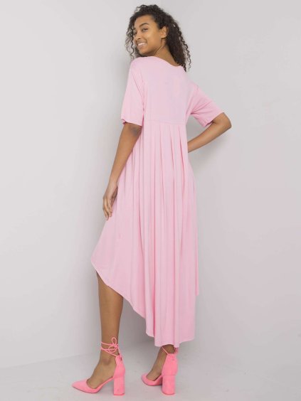 (VEL. L/XL) SVĚTLE RŮŽOVÉ ASYMETRICKÉ DÁMSKÉ MAXI ŠATY