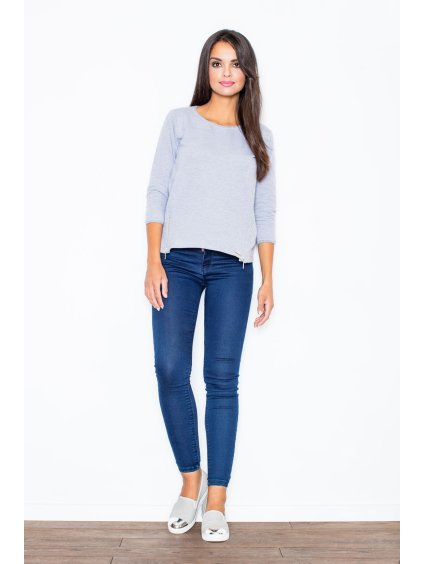 (VEL. XL) MIKINA S DEKORATIVNÍMI ZIPY M339 GREY
