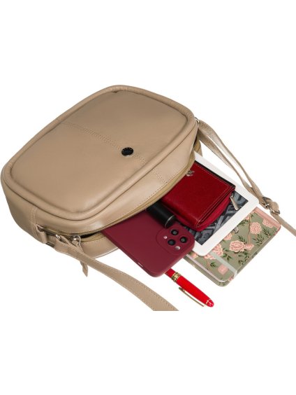 PETERSON BÉŽOVÁ KOŽENÁ CROSSBODY KABELKA