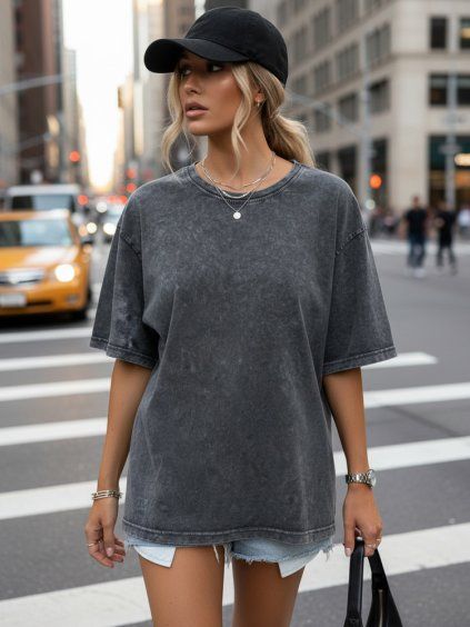 TMAVĚ ŠEDÉ OVERSIZE TRIČKO DREY (Velikost ONE SIZE)