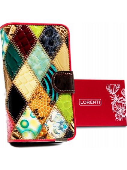 LORENTI DÁMSKÁ PATCHWORKOVÁ KOŽENÁ PENĚŽENKA VZOR-DIAMANT S177 (Velikost ONE SIZE)