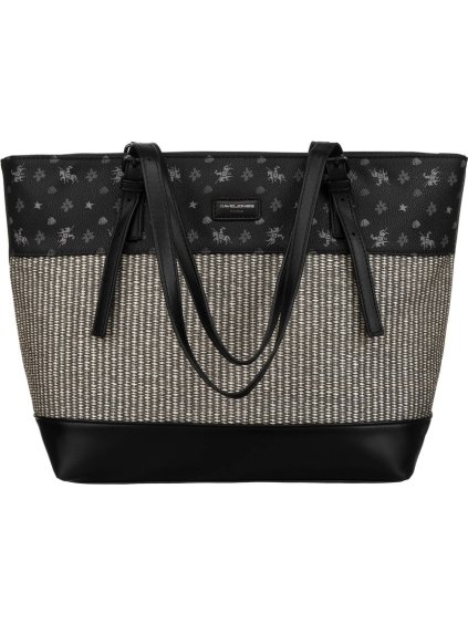 DAVID JONES ČERNÁ VZOROVANÁ SHOPPER KABELKA S NASTAVITELNOU RUKOJETÍ
