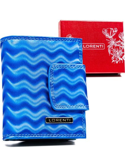 LORENTI MODRÁ KOŽENÁ PENĚŽENKA S VLNKOVÝM VZOREM S286 (Velikost ONE SIZE)
