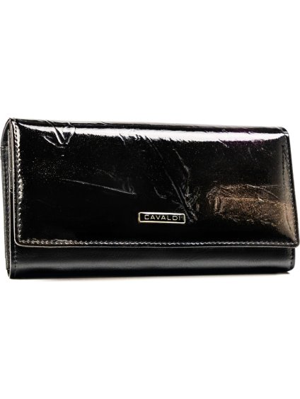4U CAVALDI ČERNÁ KOŽENÁ LESKLÁ PENĚŽENKA S VYRAŽENÝM MOTIVEM M766 (Velikost ONE SIZE)
