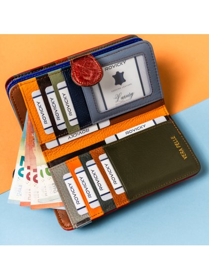 ROVICKY BAREVNÁ KOŽENÁ PENĚŽENKA SE VZOREM V278 (Velikost ONE SIZE)
