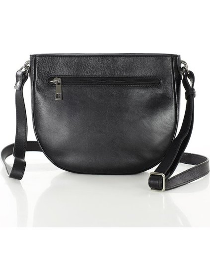 MARCO MAZZINI ČERNÁ KOŽENÁ CROSSBODY KABELKA VE TVARU PODKOVY