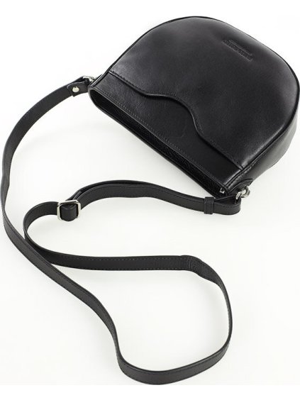 MARCO MAZZINI ČERNÁ KOŽENÁ CROSSBODY KABELKA VE TVARU PODKOVY