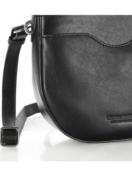 MARCO MAZZINI ČERNÁ KOŽENÁ CROSSBODY KABELKA VE TVARU PODKOVY