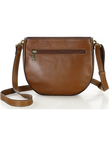 MARCO MAZZINI HNĚDÁ KOŽENÁ CROSSBODY KABELKA VE TVARU PODKOVY