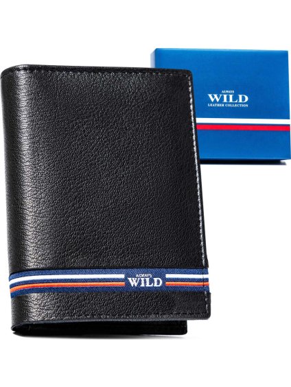 ALWAYS WILD ČERNÁ KOŽENÁ PÁNSKÁ PENĚŽENKA A206 (Velikost ONE SIZE)