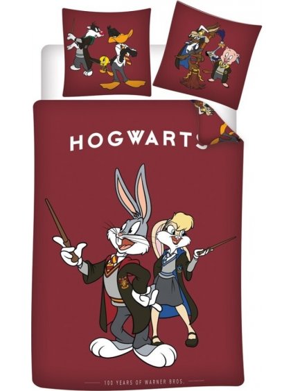 VÍNOVĚ ČERVENÉ DĚTSKÉ POVLEČENÍ WARNER BROS - LOONEY TUNES