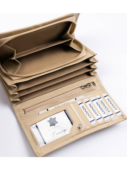ROVICKY BÉŽOVÁ KOŽENÁ PENĚŽENKA S RFID V304