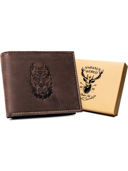 ALWAYS WILD TMAVĚ HNĚDÁ KOŽENÁ PENĚŽENKA S RAŽBOU PSA A156 (Velikost ONE SIZE)