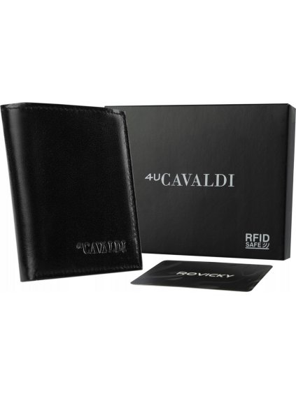4U CAVALDI ČERNÁ KOŽENÝ PENĚŽENKA BEZ ZAPÍNÁNÍ B047 (Velikost ONE SIZE)