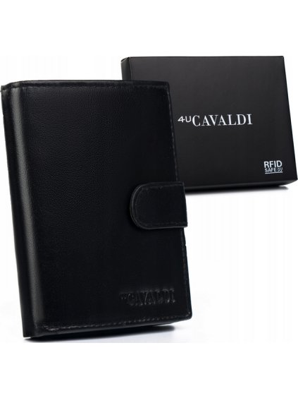 4U CAVALDI ČERNÁ KOŽENÁ PENĚŽENKA B042 (Velikost ONE SIZE)