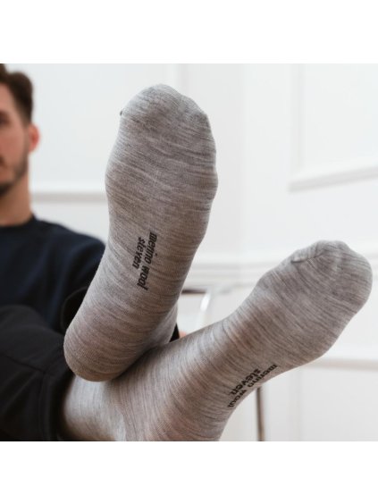 ŠEDÉ PÁNSKÉ MERINO PONOŽKY ART.130