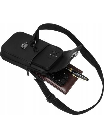 ROVICKY ČERNÁ KOŽENÁ MINI CROSSBODY KABELKA