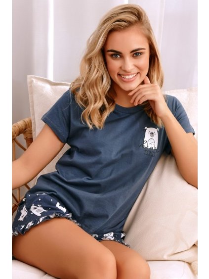 TMAVĚ MODRÉ KRÁTKÉ PYŽAMO BEAR (Velikost S)