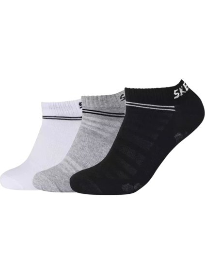 ČERNO-ŠEDO-BÍLÝ SET PONOŽEK SKECHERS 3PPK MESH VENTILATION SOCKS