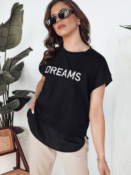 ČERNÉ DÁMSKÉ TRIČKO S PODŠÍVKOU DREAMY