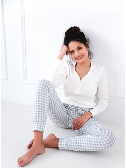 BÍLO-MODRÉ KOSTKOVANÉ PYŽAMO SENSIS DESIRE (Velikost M)